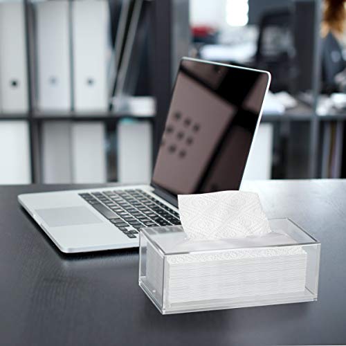 FEMELI Acrylic Tissue Box Cover,Rectangular Facial Tissue Holder Case Dispenser for Bathroom Kitchen Bedroom Office with Magnet Locking Bottom - Thumbnail 2