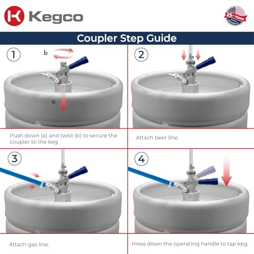 Image of Kegco Beer Keg Coupler D System Tap - Blue Lever Handle
