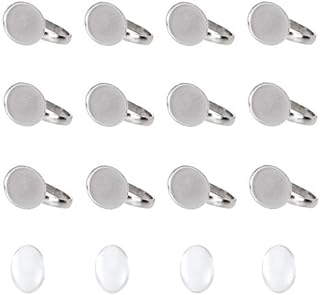 UNICRAFTALE 30 Sets 18mm Oval Ring Base Blanks Settings DIY Adjustable Finger Rings Making Kits Stainless Steel Finger Rings Components with Glass Cabochons for Women Men Jewery Making