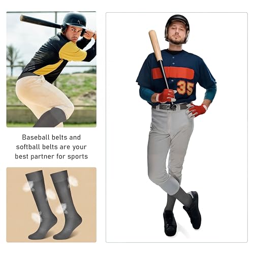 Image of Zhanmai Baseball Belt and Socks Combo, Adjustable Elastic Belt and Softball Socks, Multiple Sizes for Youth Boys Girls, Adult