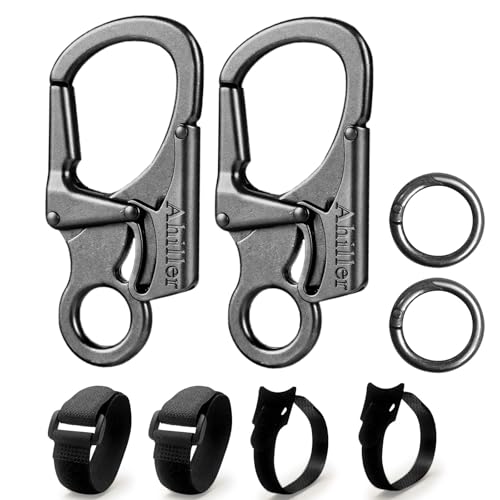 Image of Ahiller Double Locking Carabiner Clip - Zinc Alloy Mens Keychain for Keys | Unisex,Dual Press Double Lock, Anti Misopening,Heavy Duty,Suitable for Car Keys,Belt,Backpack,Hiking,Riding,Outdoor Camping