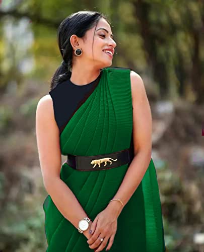 Image of Sidhidata Women's Full Crushed /Pleated Georgette Saree With Unstitched Blouse Piece (Free Size)