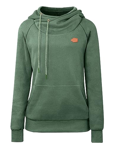 Cassiecy Hoodie Damen Winter Langarm Stehkragen Kapuzenpullover Warme...