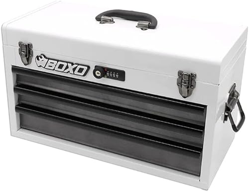 Miniatura 2 de BOXO USA Heavy Duty Toolbox Caja de herramientas MotoBox de 103 piezas con sistema de bloqueo (blanco)