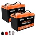 CHINS LiFePO4 Battery 2PCS 12V 100Ah Lithium Battery | with 100A BMS | 4500+ Deep Cycles, for Golf Cart, Trolling Motor, Solar Energy Storage, RV, Camping, Marine,Home Energy Storage and Off-Grid etc