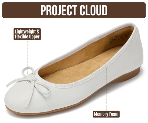 Image of Project Cloud Ballet Flats for Women Shoes - Genuine Leather Insole and Lightweight Mary Jane Flats - Non-Slip and Comfortable Womens Shoes