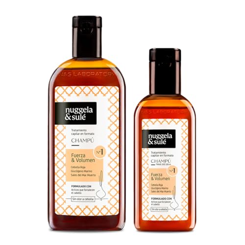 Nuggela & Sulé MEN - Champú Anticaída Hombre + Formato Viaje. El Champú Nº1 'Fuerza & Volumen' frena eficazmente la Caída del Cabello Masculino. 250 ml + 100 ml