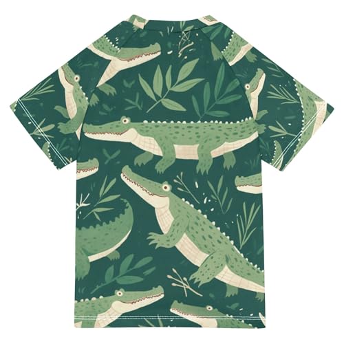 Crocodile Green Kids Bathing Suits Girls UV Protection Sports Shirts Swimwear Beach Tops 3T2