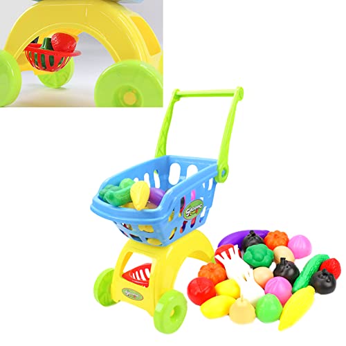 TOPofly Supermarkt Einkaufsspielzeug, Karrentrolley für Kinderspiel -Set umfasst 24 Lebensmittel Fruchtfrucht Gemüse… – Bild 5