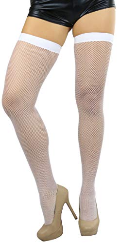Image of ToBeInStyle Women's Fine Classic Fishnet Thigh High Stretch Nylon Novelty Stockings