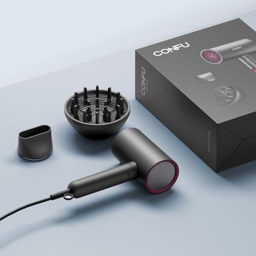 CONFU Diffuser Hair Dryer for Curly Hair,1500W Fast Drying Blow Dryer with Diffuser for Women,Compact & Portable Negative Ion Hairdryer,Mini and Foldable Blowdryer Design for Travel(Gray) - Image 9