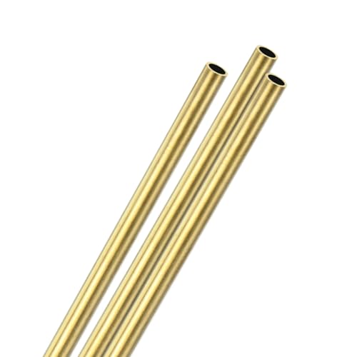 M METERXITY 3-Pack 300mm Brass Round Tube, 8mm OD 1mm Wall Thickness H65 Brass Seamless Tubing for Construction/Machining/DIY Crafting, Metal Straight Pipe [0.31x0.04x11.8IN]