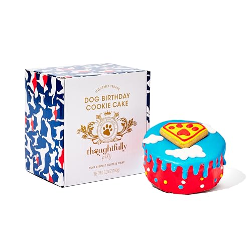 Image of Thoughtfully Pets, Superhero Dog Birthday Cookie Cake, Gourmet Mini Cake, Peanut Butter Flavored, Hand Decorated Hollow Biscuit for Any Dog Breed