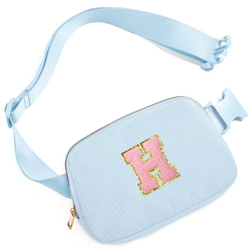 Image of Gitus Birthday Gifts for 10 11 12 13 14 15 16 Year Old Girls Personalized Gifts for Women Initial Fanny Pack Crossbody Bag Belt Bag Cute Preppy Stuff for Teen Girls Teenage Girl Gifts (Icing Blue-H)