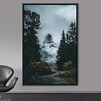 Framed Canvas Wall Art Global Landscape Mountain Multicolor Photography Relax/Calm - 16x24 inches