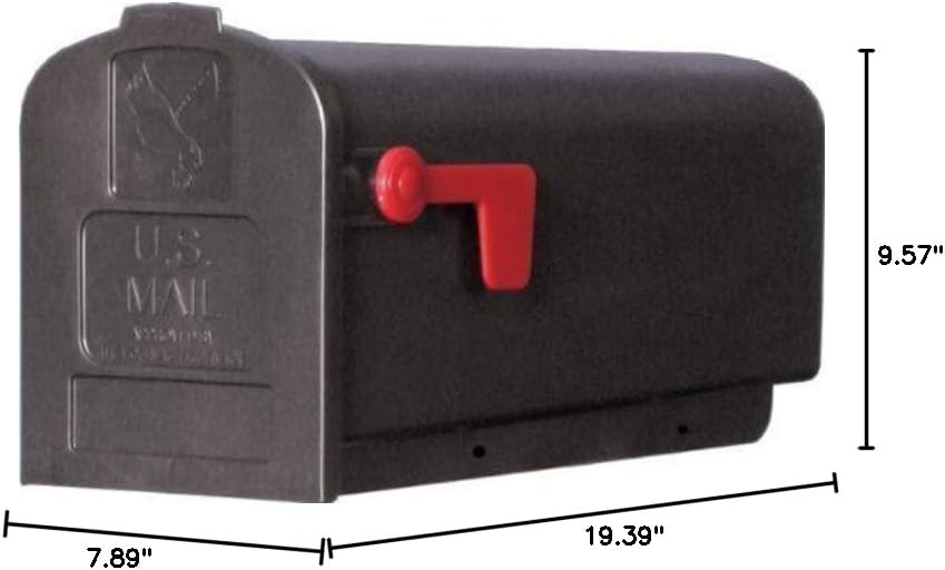 Gibraltar Deluxe Polybox Plastic Post Mounted Black Mailbox 9-9/16 in. H x 7-7/8 in. W x 19-3/8 in. L