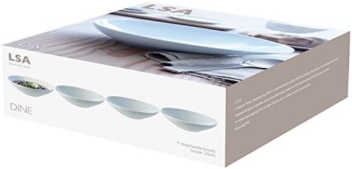 LSA Dine Soup/Pasta Bowl Coupe Ø24cm | Set of 4 | Handmade Porcelain | DI29