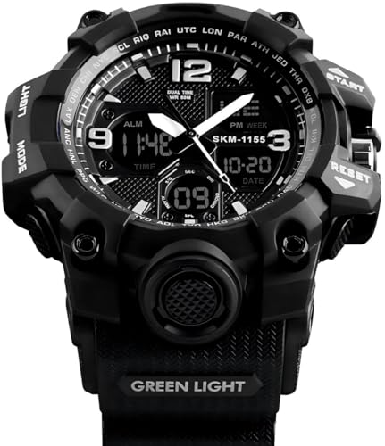 LYMFHCH Men's Analog Sports Watch, LED Military Digital Watch Electronic Stopwatch Large Dual Dial Time Outdoor Army Wrist Watch Tactical3