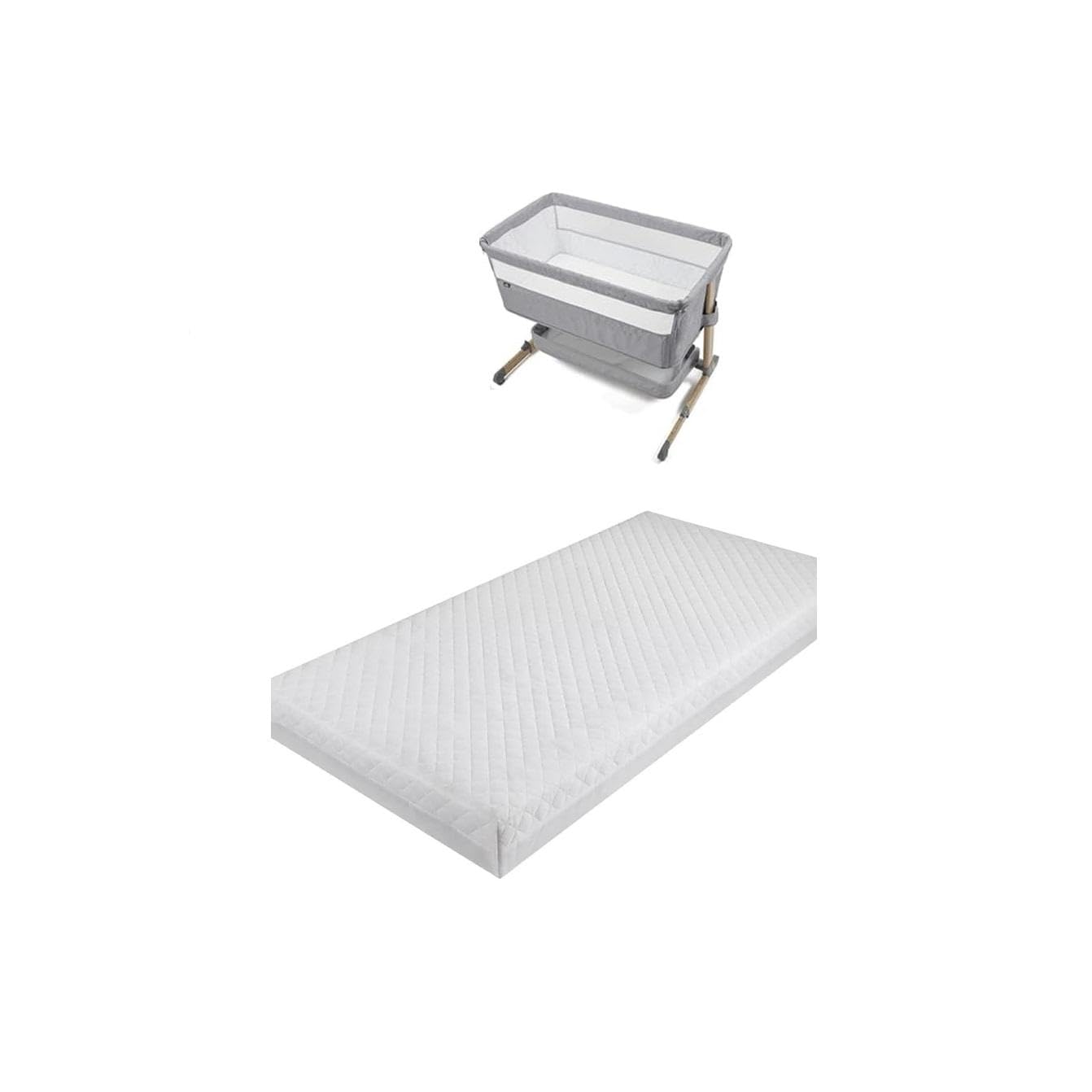 Baby Mattress Fits/Compatible to Babylo Cozi Sleeper - Bedside Travel Cot Toddler Infant Bed Firm Foam Mattress - Hypoallergenic & Removable Quilt Cover (87 x 44 x 5cm)