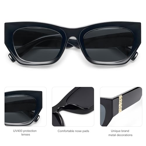 SOJOS Trendy Rectangle Cateye Sunglasses Womens Mens UV400 Fashion Chic Chunky Shades SJ22964