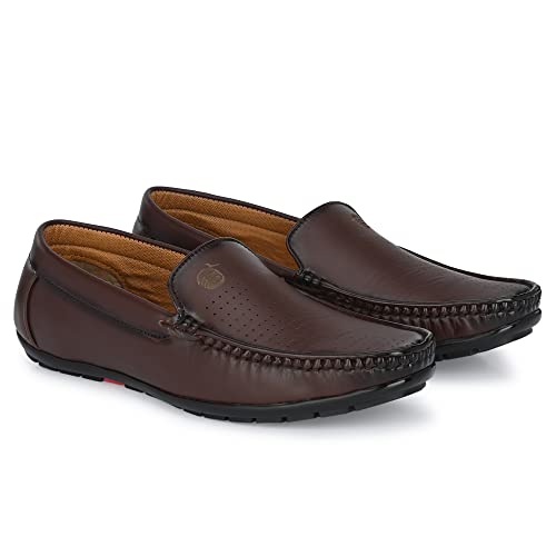 Image of Stylelure Men Synthetic Leather Perforations Suede Loafers
