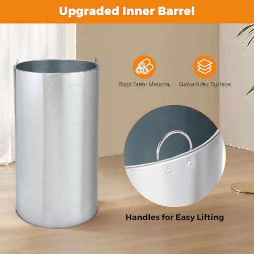 BEAMNOVA Commercial Trash Can 16.5 Gal Open Top Black Outdoor Indoor Garbage Enclosure Inner with Lid Inside Bucket 15 * 30.7 inch Stainless Steel Industrial Waste Container - Thumbnail 4