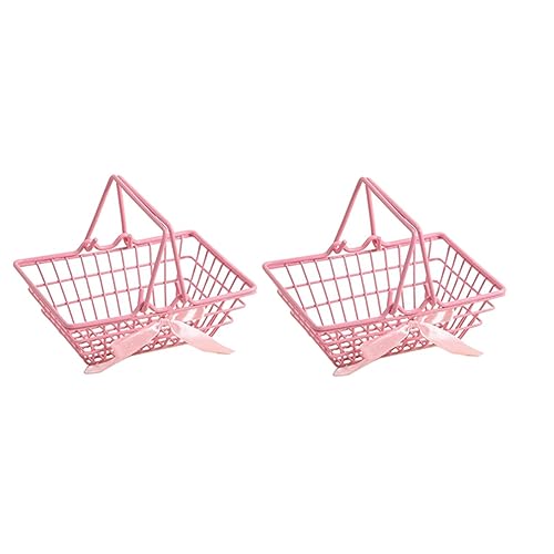 TORR 2 cestas de almacenamiento de cosméticos con forma de corazón rosa para niñas, marco de fondo para fotos (tamaño mediano)