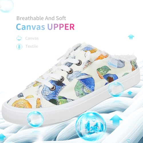 Image of Obtaom Women Canvas Mules Memory Foam Clipper Fashion Sneakers Comfortable Slip-On Mule Backless Holiday Shoes