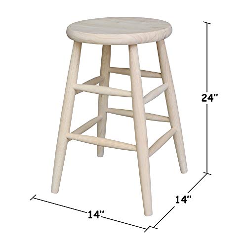 International Concepts 24-Inch Scooped Seat Stool, Unfinished #TOP4