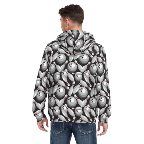 Black Cats' Gaze Men's Quilted Lined Flannel Jacket with Hood Full-Zip Fleece Hoodie2