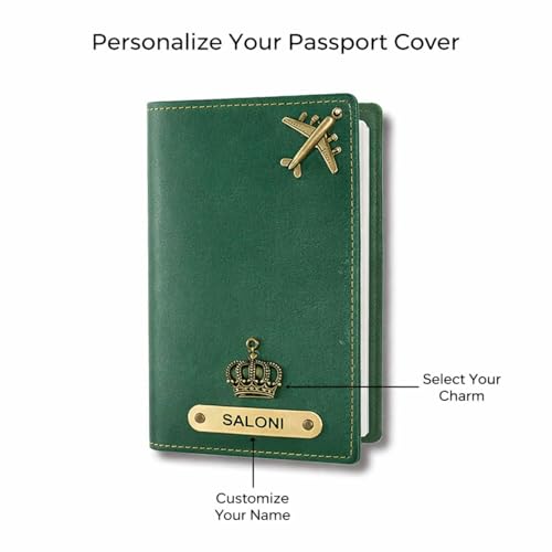 Image of Vegan Leather Family Travel Gift Set, Large Travel Organizer, Medium Pouch, 2 Passport Covers, 2 Luggage Tags in Gift Box (Green)