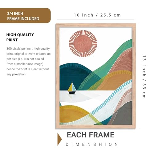 Image of kotart Boho Art Home Decoration Paintings With Frame For Living Room Bed Room Hotel Wall Decor Digital Reprint Set Of 6 (10X13 inch)