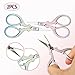 OUYIYE Vintage Eyebrow Scissors for Women with Protective Cases, 2 Pack of 3.5 Inch Stainless Steel Scissors Beauty for Facial Hair, Eyebrows, Beard, Ear, Nose, Moustache (Blue and Pink)