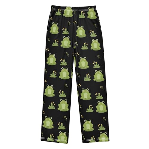 Boys' Pants Funny Green Frogs Leaves Long Bottoms Jogger Pants Elastic Waist Trousers with Pockets S-XL