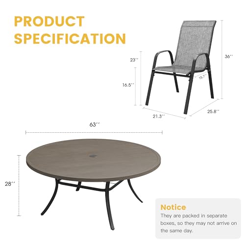 Image of VICLLAX Outdoor Dining Set for 10, Round Table & Stackable Chairs