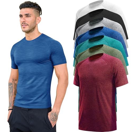 7/5/3 Workout Shirts for Men Pack Quick Dry Moisture Wicking Mens Gym Athletic Exercise Running Short Sleeve Tee Tops