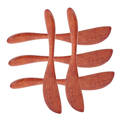 ABOOFAN Set of 5 Wooden Utensils: Butter Spreader Mask Stick Cheese Knife Stirring Stick Bread Knife Ice Spoon Versatile for Cooking