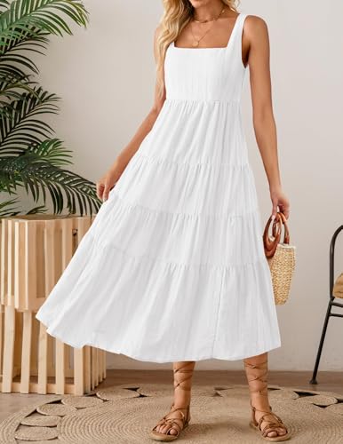ZESICA Women's Summer Sleeveless Dress Casual Backless Loose Flowy Tiered Sundress Beach Cover up Tank Dresses2