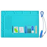 Eachway 13.8 x 9.8 inch Heat Insulation Silicone Pad Desk Mat Maintenance Platform BGA Soldering Repair Station with Scale Ruler Repair Mat