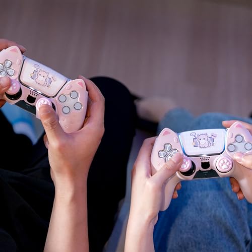 Image of GeekShare Cute Cat Paw Protective Skin Set for ps5 Controller, Anti-Slip Silicone Cover Case Compatible with ps5 Wireless Controller Includes 2 Thumb Grip Caps and 1 Sticker - Pink