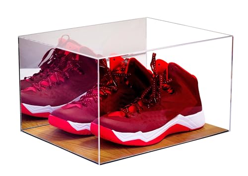 Better Display Cases Acrylic Basketball Shoe Display Case with Wood Base and Mirror (A025)