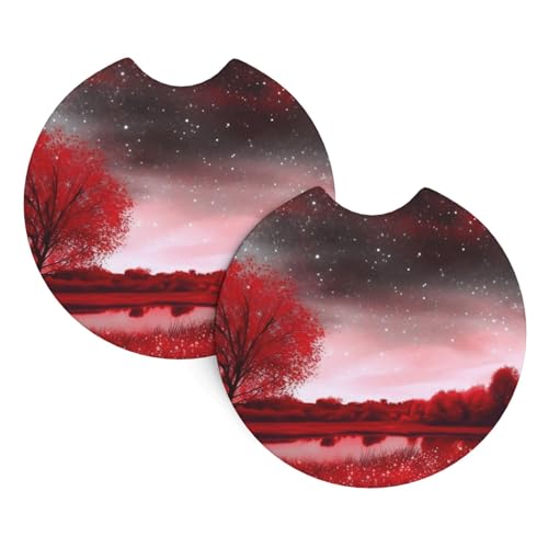 Portavasos para carro 2 unidades diseño cielo estrellado rojo miniatura 2