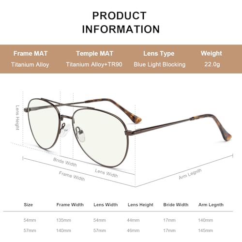 Image of Aviator Reading Glasses for men and Women Blue Light Blocking Lens Spring Temple