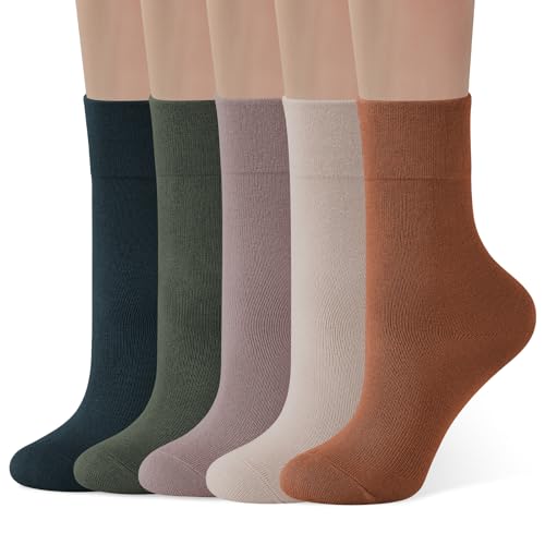 Image of ANDERE ARTE Womens Viscose Bamboo Crew Socks Casual Calf Dress Socks Soft Above Ankle Sock 3-5 Pairs