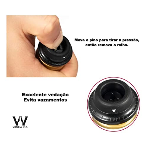 Kit Bomba A Vácuo Para Garrafa De Vinho + 2 Rolhas Com Datador
