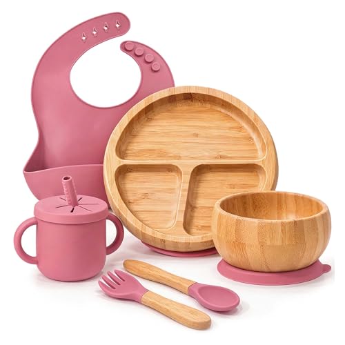 womorista Bamboo Plate Bowl Spoon Set