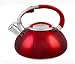 Produktbild Luckyberg Moderne Wasserkessel Induktion Pfeifkessel aus Edelstahl, Teekessel für alle Kochplatten, Flötenkessel, Wasserkocher für Tee Kaffee, ca 3L, (rot)