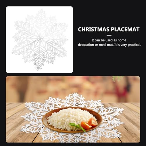 Chemin de table de Noël avec sets Cabilock en PVC blanc pour repas de fêtes - 4