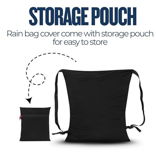 Image of TDCL Rain Bag Dust Cover for Laptop and School Bags - Waterproof Durable Full Protective Case for 30 Liter to 40 Liter Backpacks 9black