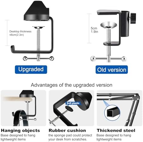 Aokeo AK-35 regulowany, kompaktowy, nożycowy, wiszący stojak mikrofonowy do mikrofonu Blue Yeti Snowball iCE, wykonany z wysokiej jakości metalu do profesjonalnego streamowania, nagrywania głosowego, nagrywania, gier
